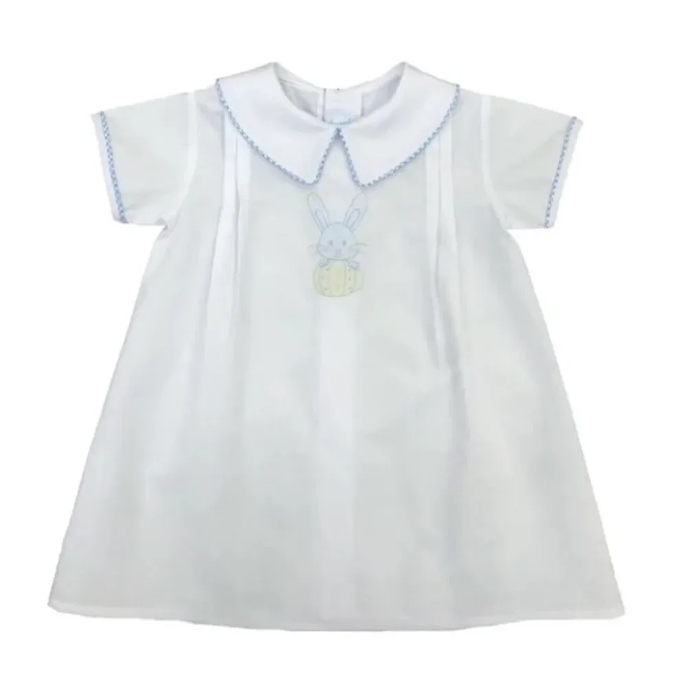 Auraluz White Dress Embroidered Trim & Bunny Shadow Style 340 Size 0